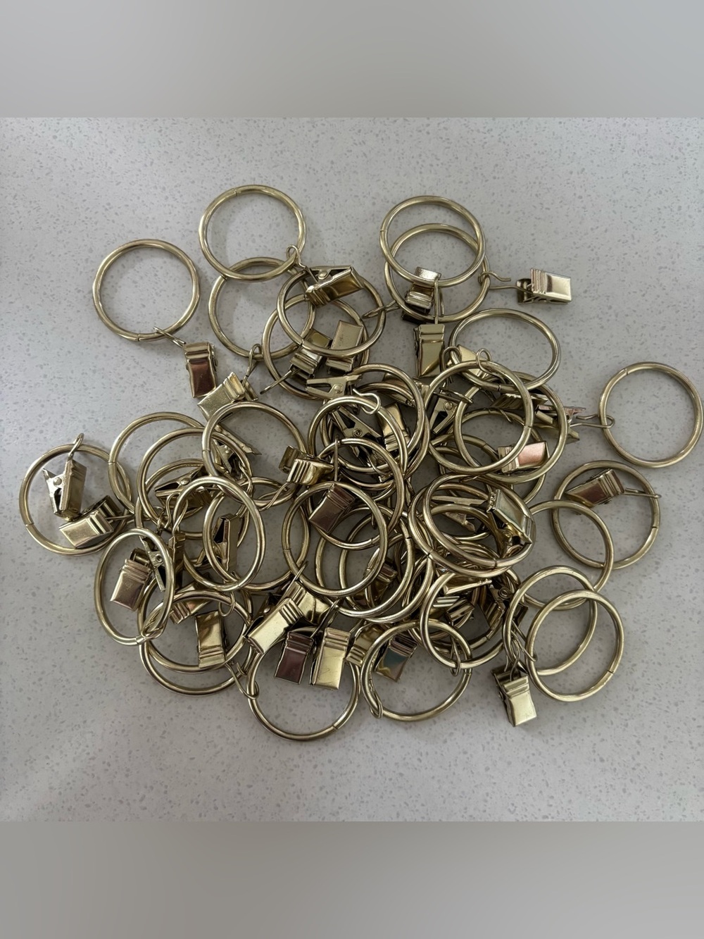 Gold curtain rings with clips